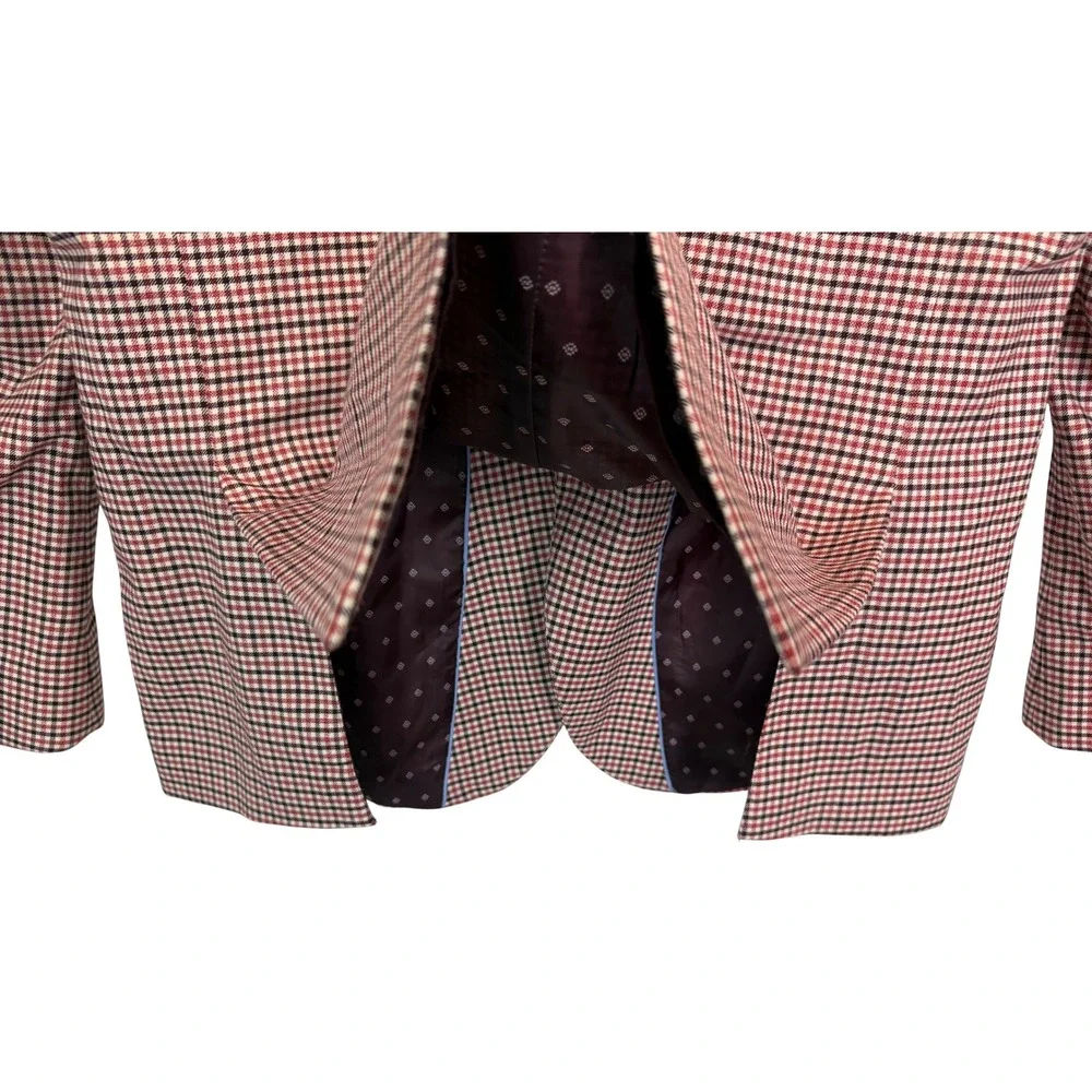 TailorByrd 1930 Red Black Houndstooth Checked Sport Coat Blazer Sz 44R Stretch